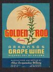 1940s Arkansas Altus Golden Rod 24% Grape Wine Label Tavern Trove