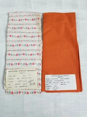 Santee Print Works Vintage Fabric 2 pieces 1980s floral polka dot 44" x 1/2 yard - Image 1 of 4