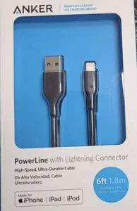 Anker PowerLine USB A to Iphone Connector Cable 6 ft - Picture 1 of 3