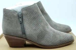 J. CREW Boots Womens sz 6.5 Ankle Perforated Microsuede Booties (Ash) NEW IN BOX - Picture 1 of 8