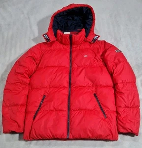 Tommy Jeans Essential Technical Men Down Fill Padded Hooded Red Puffer Jacket XL - Bild 1 von 13