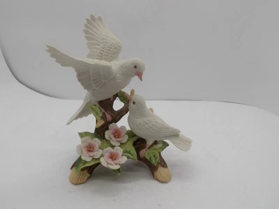 Two White Doves with Flowers Arnart J. Byron Porcelain Figurine - Image 1 of 4