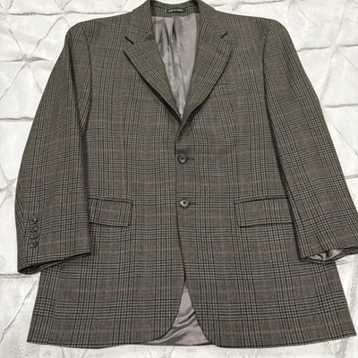 Abrigo deportivo Lauren Ralph Lauren para hombre a cuadros de lana verde marrón Blazer Chaqueta Foto 1 de 4