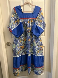 RARE Vintage Krist Gudnason House Coat Dress Muumuu Kaftan L/XL Tropical - Picture 1 of 10