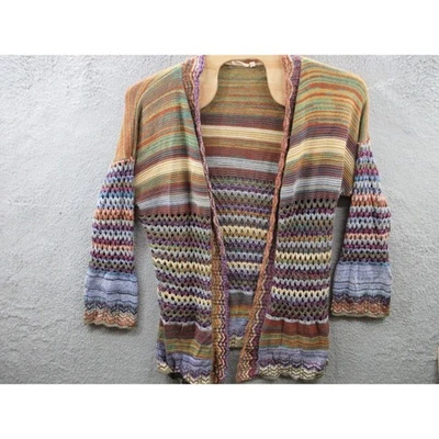 Cárdigan boho abierto tejido a ganchillo suave envolvente para mujer talla 1X suéter a rayas Foto 1 de 4