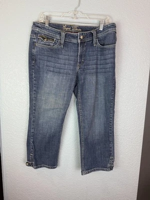 Esprit Jeans Womens 12 Cropped Capri Devoted To Denim Embroidered Pockets Denim - Image 1 of 4