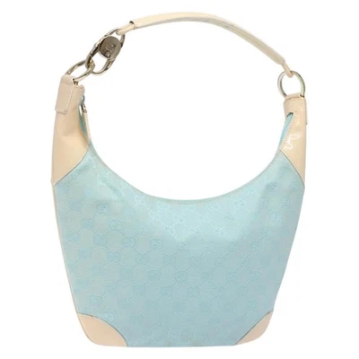 Bolso de Hombro Gucci Vintage Cremallera Hobo Gg Lona Y Charol Azul Lona Foto 1 de 4