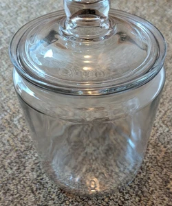 VINTAGE Clear Glass Apothecary Jar w/Lid Canister Cookie Candy 8” Storage - Picture 1 of 7