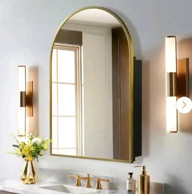 Dovelina 24 pulgadas W x 36 in. Botiquín dorado arqueado H con espejo Foto 1 de 4