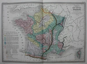 FRANCE, PHYSICAL, MINERALOGICAL, original antique map, Malte-Brun, c.1882 - Picture 1 of 6
