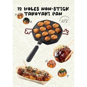 12 Holes Takoyaki Homemade Non Stick Aluminium Grill Pan - Picture 1 of 6