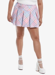Sweet Society Pastel Plaid Heart Buckle Pleated Skirt Plus Size 1 - Picture 1 of 8