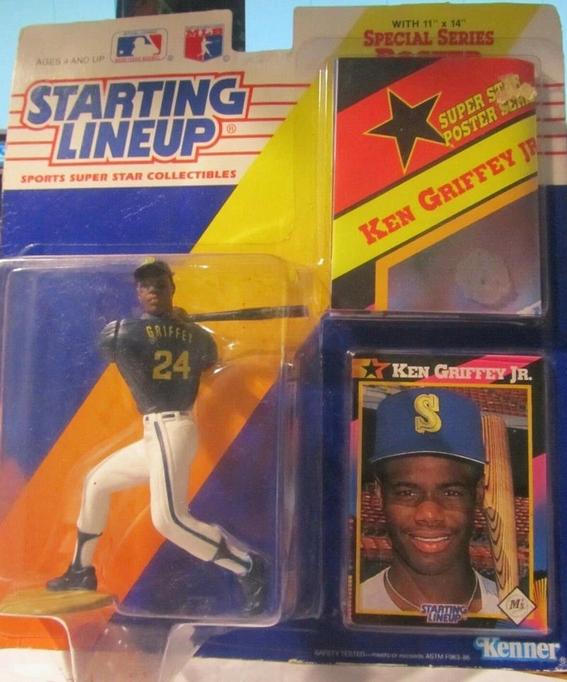 1992 Ken Griffey Jr Starting Lineup 6" Figure- BLUE Shirt-(+card/ poster)-NEW! - Image 1 of 1