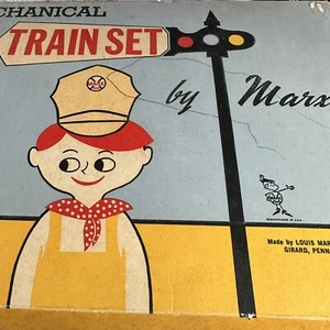 Vintage Marx mechanisches Zugset, mit 14-teiligem Gleis Nr. 453 Originalkarton - Bild 1 von 22