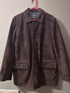 J. Crew Mens Suede Barn Jacket Brown Coffee Buttons Rear Flap Lined Medium - Picture 1 of 13
