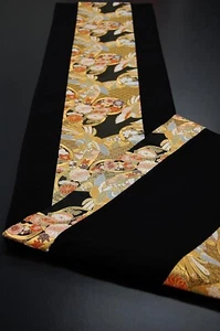 Kimono Table runner Asuka Japanese Gold brocade fabric Obi Reversible F/S - Picture 1 of 6