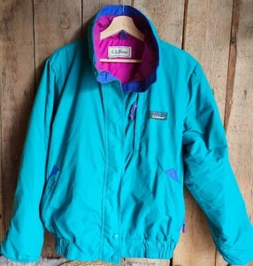LL Bean 90's Teal And Purple Winter Ski Bomber Jacket Women's Thinsulate 3M - Picture 1 of 14