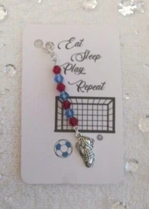 1 x Handmade Football Footie Team Colours Crystal Charm / Bag / Zip / favours - Picture 1 of 4