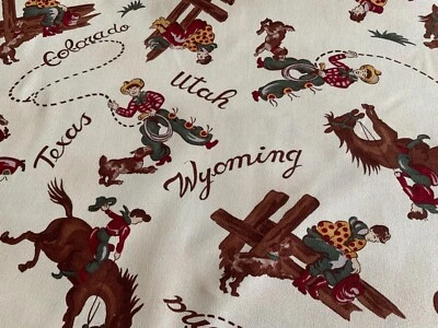 Moda Western cowboy Dude Ranch w/ states:NE,AZ,NM,OK,TX,WY, UT,MT,CA,CO,NV 54”w - Image 1 of 4