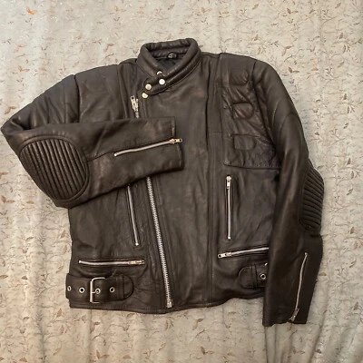 VTG 80s Hein Gericke Mens Leather Motorcycle Jacket Size 42 M Lined Echt Leder - Image 1 of 4