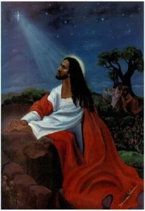 Black African American JESUS KNEELING  "8 x 10" Print - ready to be framed - Picture 1 of 1
