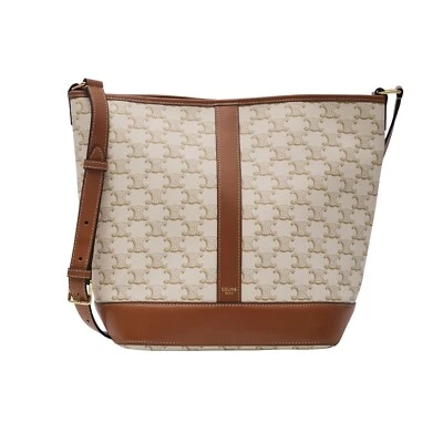 CELINE TRIOMPHE CANVAS CALFSKIN BUCKET BAG SMALL WHITE - Image 1 of 4