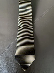 Vintage Men's Lord & Taylor Navy Blue Gold Striped Tie - Picture 1 of 9