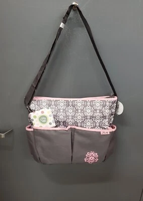 NWT Little Me Gray Pink Paisley Tote Diaper Bag With Changing Pad 4 Pocket  - Image 1 of 4