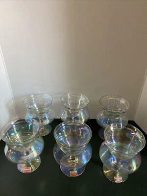 Shrimp Cocktail Chillers Crystal Iridescent Hand Blown Bulgaria Vintage AVITRA - Image 1 of 4