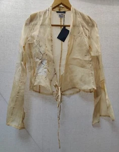 INES RASPOORT Bluse Größe Euro 36 pfirsich transparent Seide Wickeloptik zum Binden - Bild 1 von 4