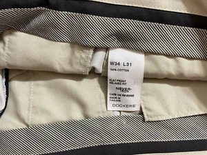 Professional Classic Fit Mens Pants 34 Tan Flat Front 100% Cotton Dockers NWOT - Picture 1 of 8