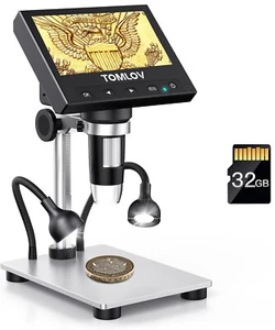Microscopio Digital TOMLOV 4.3" 1000x Microscopio para Monedas 1080P Microscopio de Soldadura - Imagen 1 de 12