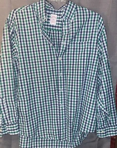 Brooks Brothers Shirt Mens Large Regular Fit Blue Green White Plaid Button Up - Picture 1 of 6