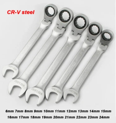 Ratchet Flexible Spanner 8mm-24mm Combination CR-V Steel Flexi Wrench Spanners - Image 1 of 4