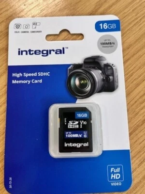 Integral 16GB High Speed SDHC 100MB/s Class 10 UHS-I U1 for Full HD. - Image 1 of 2