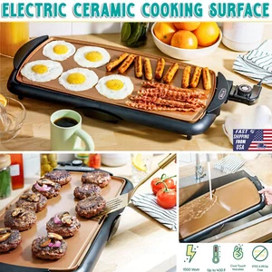 Plancha eléctrica de cerámica antiadherente 1500 W superficie de cocina placa caliente 120 V - Imagen 1 de 26