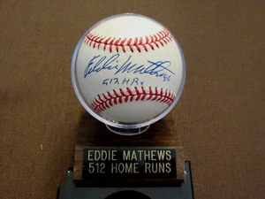 EDDIE MATHEWS 521 HR BRAVES HOF 500 CLUB SIGNED AUTO VTG ONL BASEBALL JSA BASE - Picture 1 of 3