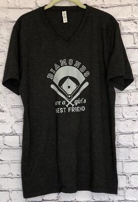 BELLA + холст женская футболка бейсбол бриллианты коротким рукавом серый большой EUC - Изображение 1 из 4