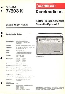 Nordmende Service Manual für Transita spezial K 7.603-K Copy - Picture 1 of 1