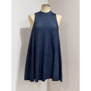 Heart Soul Damen blau dunkle Waschung Stehkragen ärmellos Denim Swing Kleid Gr. S - Bild 1 von 5