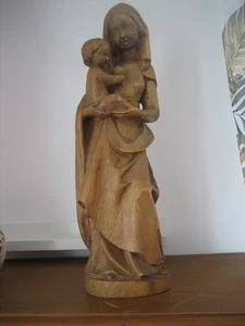 Handgeschnitzt Unikat Madonna mit Jesuskind 63 cm Holz Skultpur Kunsthandwerk - Picture 1 of 8