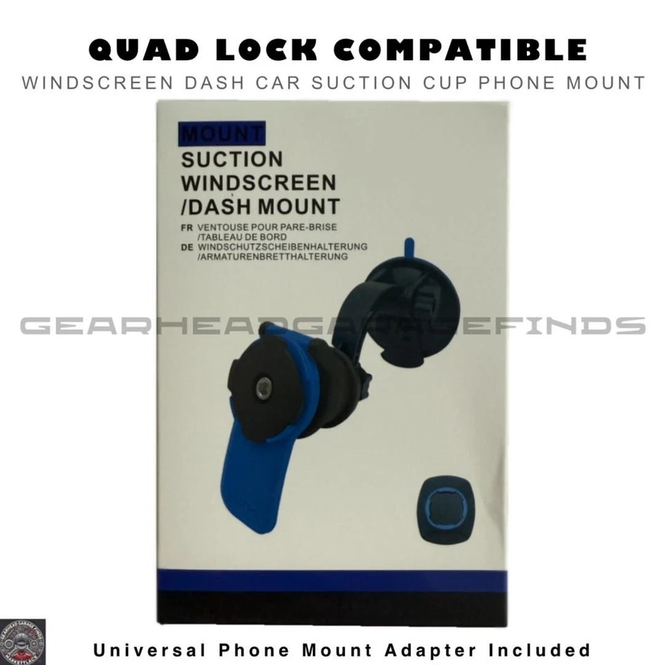 QUAD LOCK COMPATIBLE WINDSCREEN DASH CAR SUCTION CUP PHONE MOUNT KIT HOLDER - Image 1 of 4