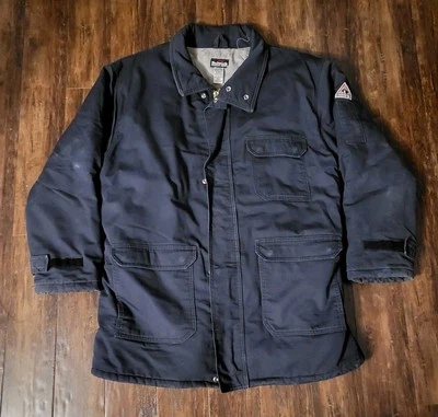 Bulwark Mens FR Jacket Mens 2XL Regular Navy Blue Zip/Snap - Flame Resistant - Image 1 of 4