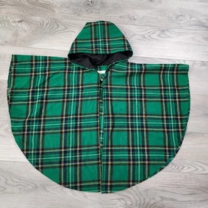 O'Neil of Dublin Girl's Hooded Irish Cape Size S Small Green Plaid - Picture 1 of 6