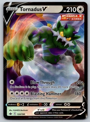 Tornadus V 124/198 SWSH06: Chilling Reign NM Pokemon Card TCG - Image 1 of 2