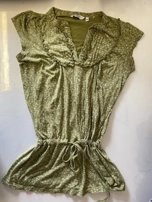 Green Floral Blouse Women's Top Size 14 Whimsy Fairygoth Cottagecore Vintage Y2K - Image 1 of 4