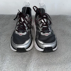 HOKA ONE ONE CLIFTON 3 MENS SNEAKERS SIZE 10.5 BLACK RED SILVER RUNNING SHOE - Picture 1 of 8