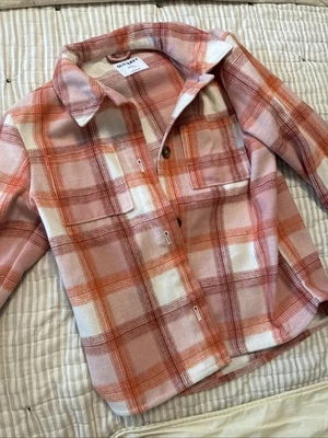 Girls Old Navy Shacket Size 10-12 Pink Orange Jacket - Image 1 of 4