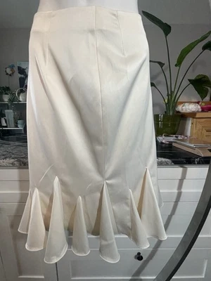 JS Collections 象牙缎美人鱼裙女式 12 码 — 第 1/4 张图片