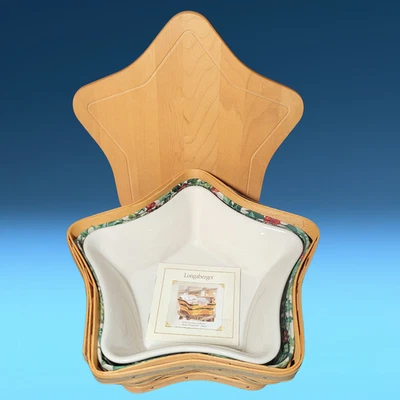 Longaberger Colección Navidad Estrella Brillante Cesta Plato Tapa Forro Protector Foto 1 de 4